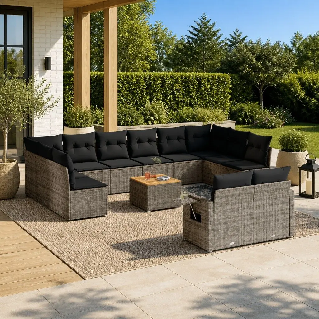 Grey Modular 13-Piece Garden Sofa Set