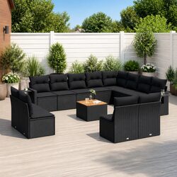 Premium 13-Piece Outdoor Sectional Sofa Set in Black