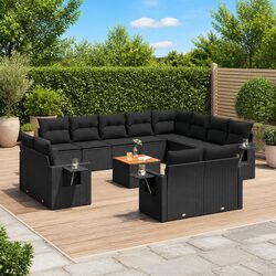 Premium 13 Piece Outdoor Sectional Sofa Set in Black