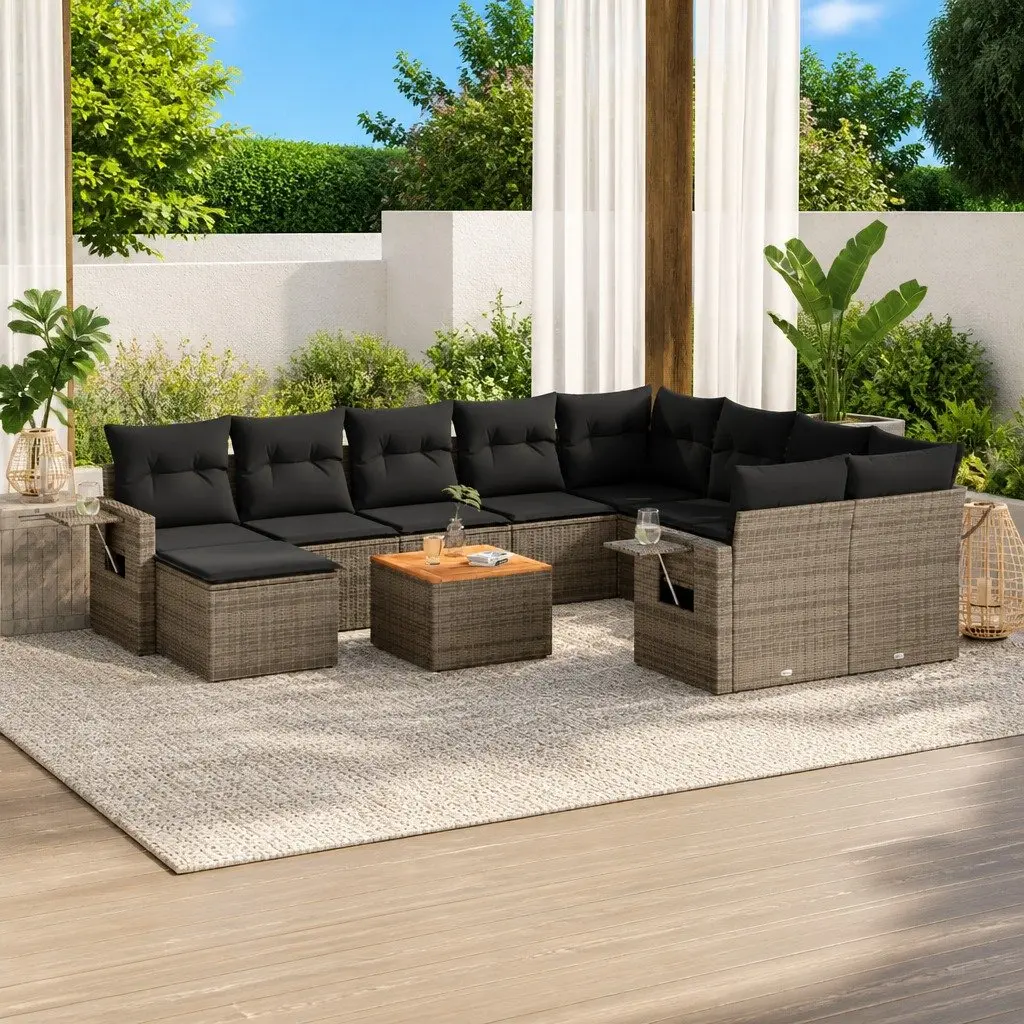 Grey 11-Piece Outdoor Sectional Sofa Set