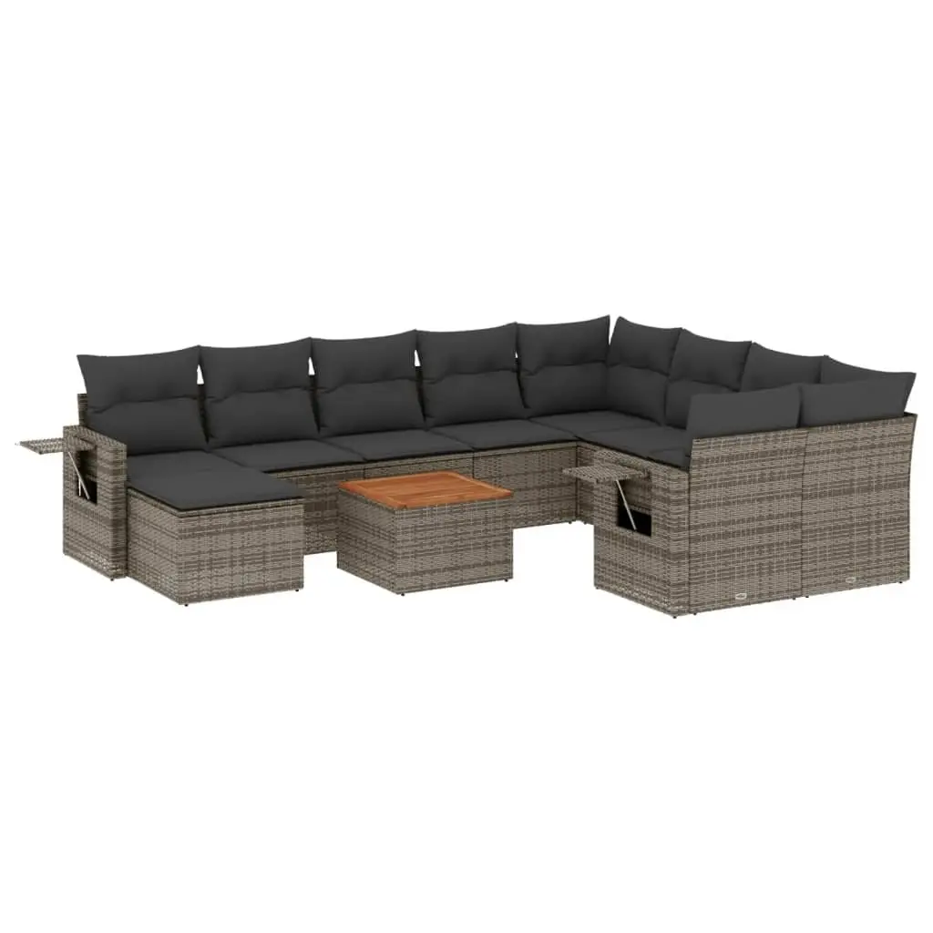 Grey 11-Piece Outdoor Sectional Sofa Set