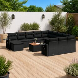 High-Quality 13 Piece Black Outdoor Sectional Sofa Set