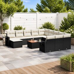 Durable 13-Piece Outdoor Sectional Sofa Set in Black