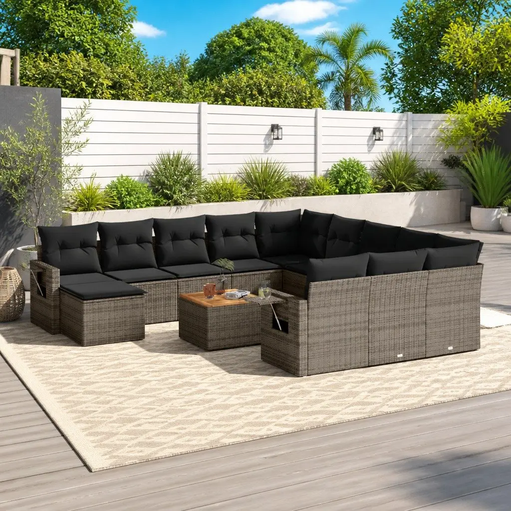 13-Piece Grey Outdoor Sectional Sofa Set