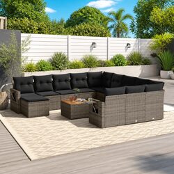 Premium 13-Piece Grey Outdoor Sectional Sofa Set