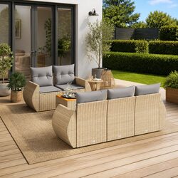 6-Piece Garden Sofa Set with Beige Cushions