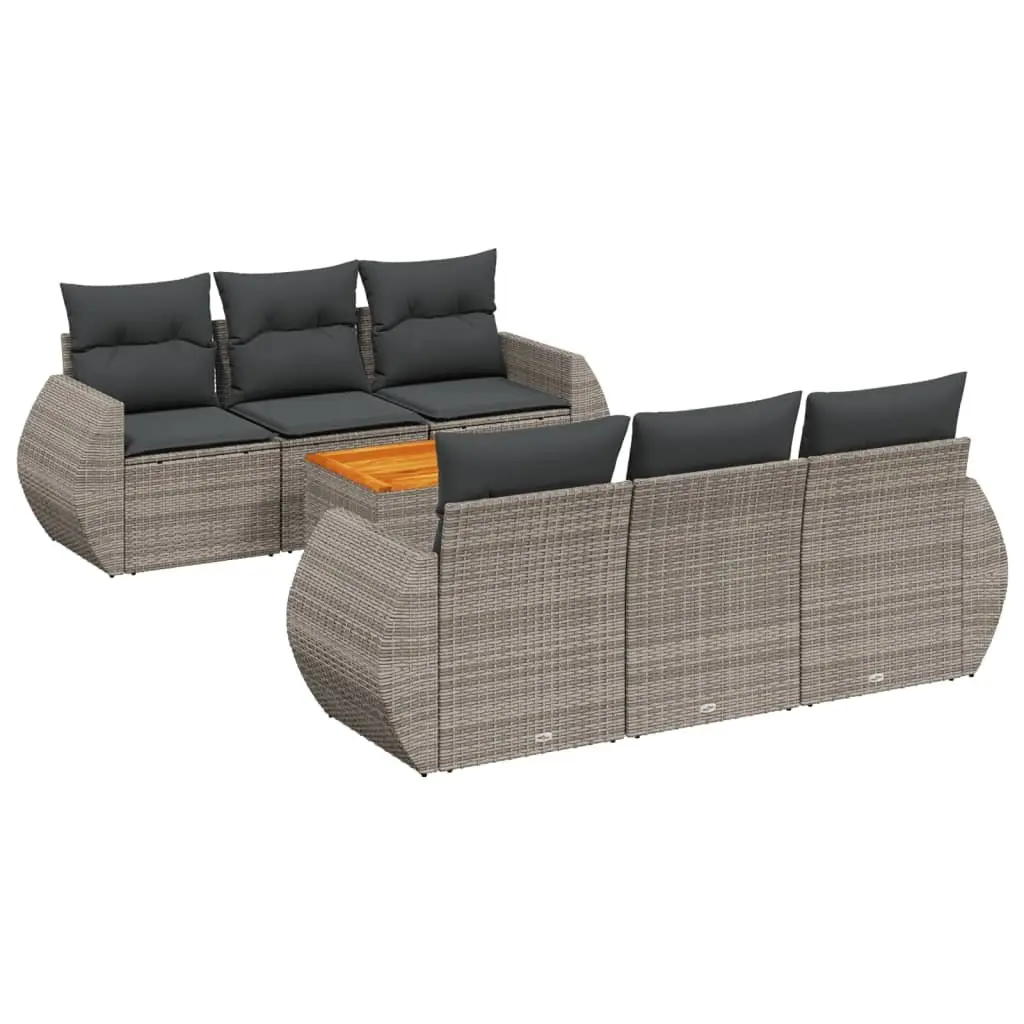 7 Piece Garden Sofa Set with Grey Cushions