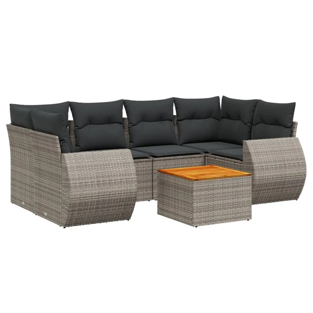 7 Piece Garden Sofa Set Poly Rattan Grey Outdoor Furniture Patio Lounge