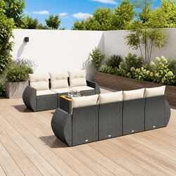 8-Piece Outdoor Garden Sofa Set with Durable Black Rattan