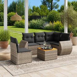 Durable 6-Piece Garden Sofa Set with Cushions in Grey