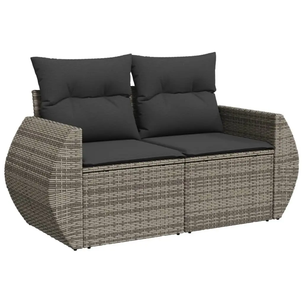 7-Piece Grey Poly Rattan Garden Sofa Set