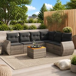 Durable 7 Piece Grey Poly Rattan Garden Sofa Set