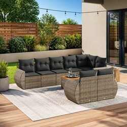 Durable 9 Piece Outdoor Garden Sofa Set in Grey