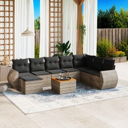 Durable 9 Piece Garden Sofa Set with Cushions in Grey