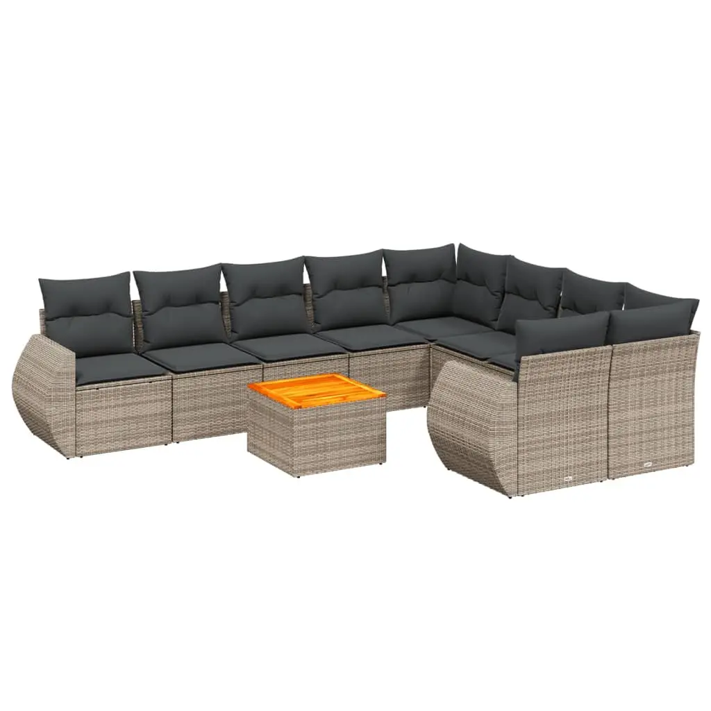 10-Piece Grey Outdoor Garden Sofa Set