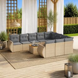 11 Piece Garden Sofa Set with Cushions in Beige