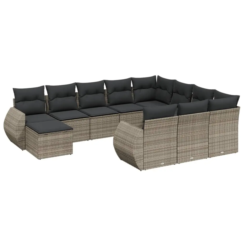 Grey Modular 11 Piece Garden Sofa Set with Cushions