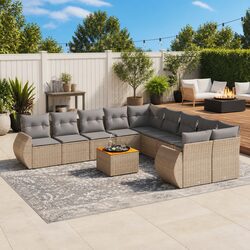 Exceptional 11 Piece Outdoor Garden Sofa Set in Beige