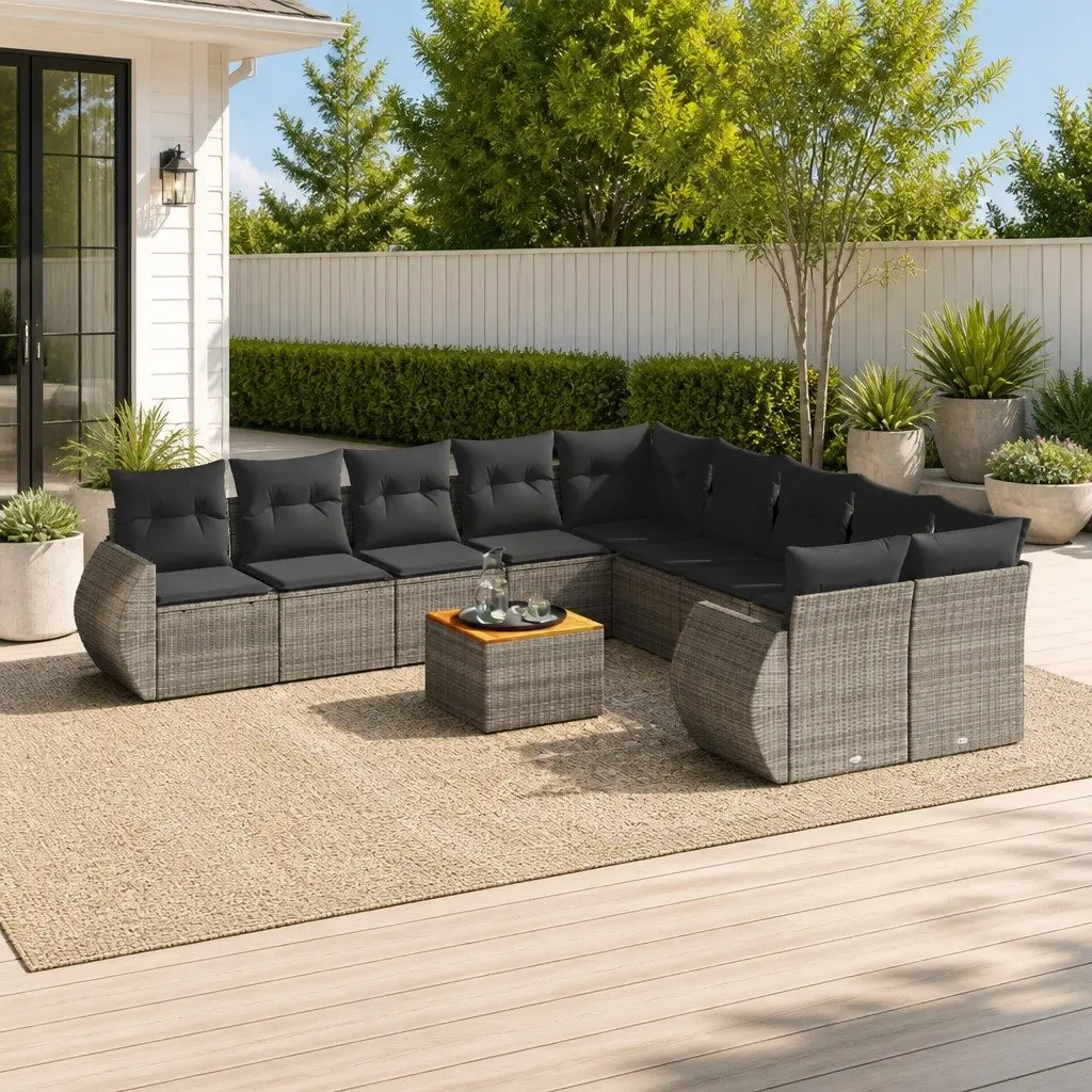 Garden Sofa Set 11 Piece Grey Outdoor Furniture