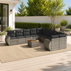 High-Quality Garden Sofa Set 11 Piece Grey Outdoor Furniture