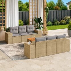 Sturdy 7 Piece Outdoor Garden Sofa Set with Cushions