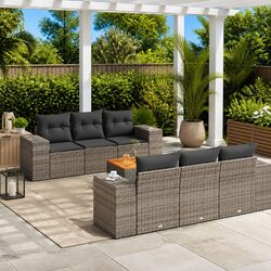 Durable 7 Piece Outdoor Garden Sofa Set with Cushions