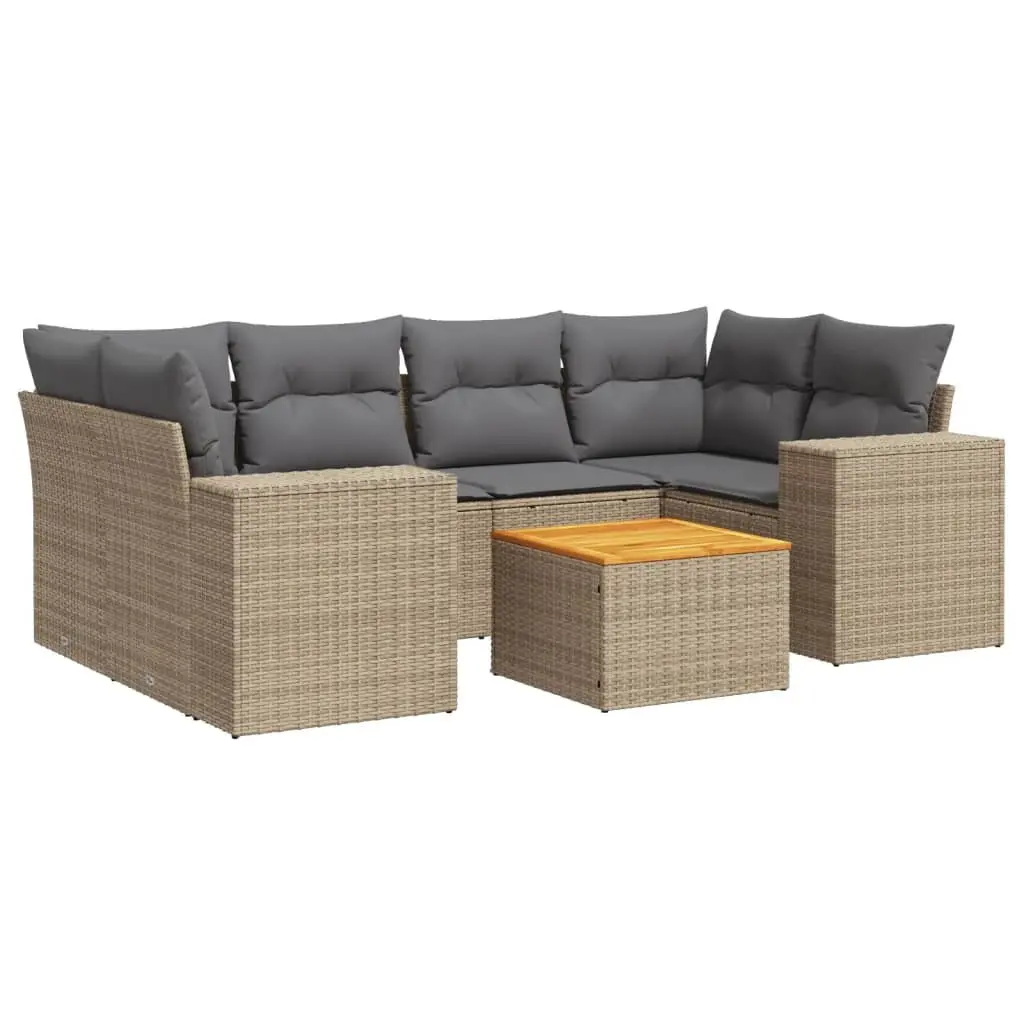 7 Piece Beige Modular Garden Sofa Set with Cushions