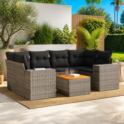 Durable 7 Piece Modular Garden Sofa Set with Cushions