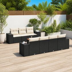 Premium 8 Piece Black Poly Rattan Garden Sofa Set