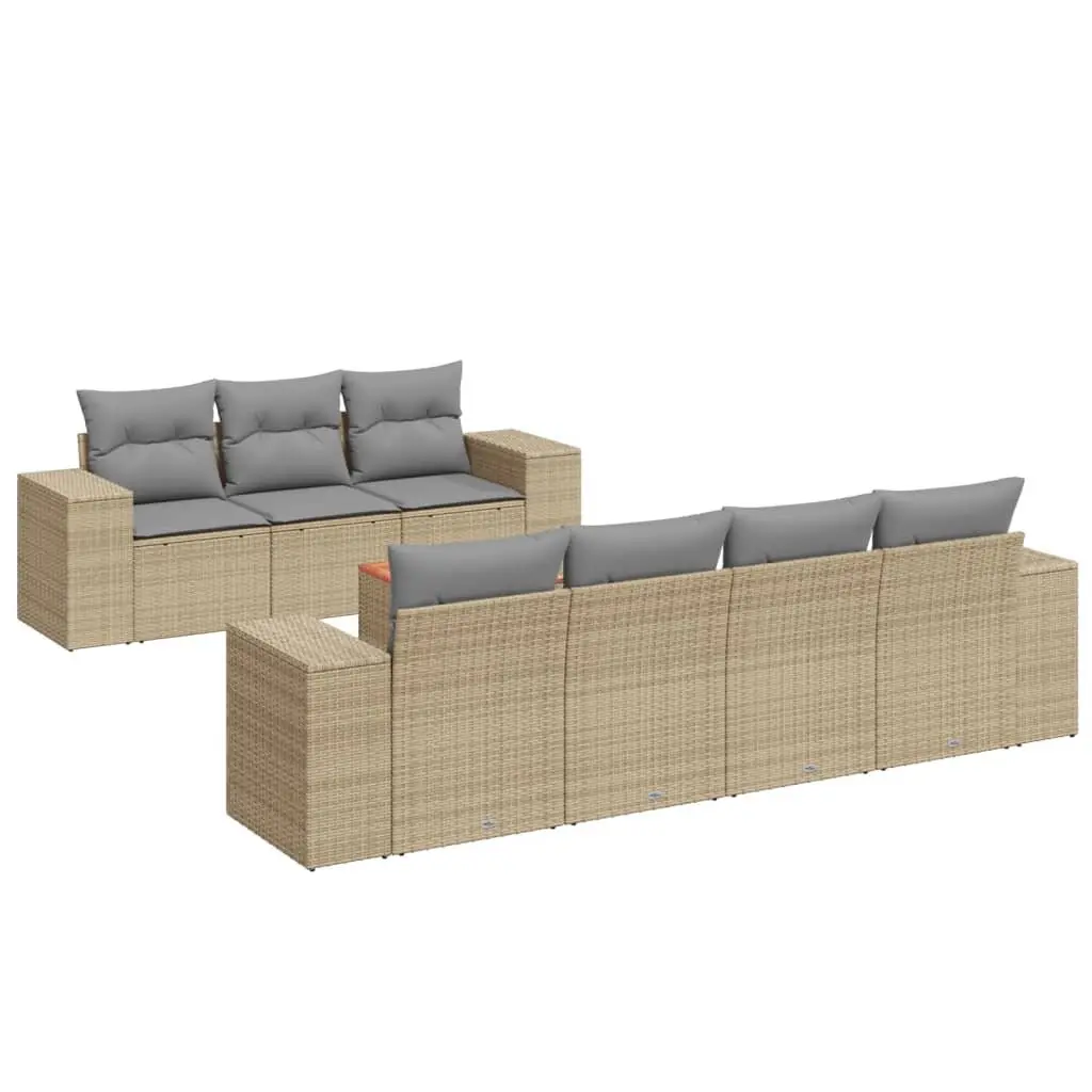 8 Piece Modular Garden Sofa Set with Cushions in Beige