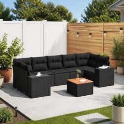 8-Piece Modular Garden Sofa Set in Black Rattan