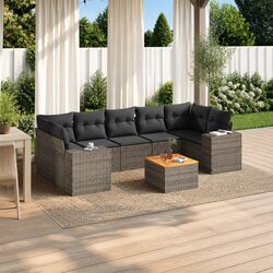8-Piece Modular Grey Garden Sofa Set for Outdoor Comfort