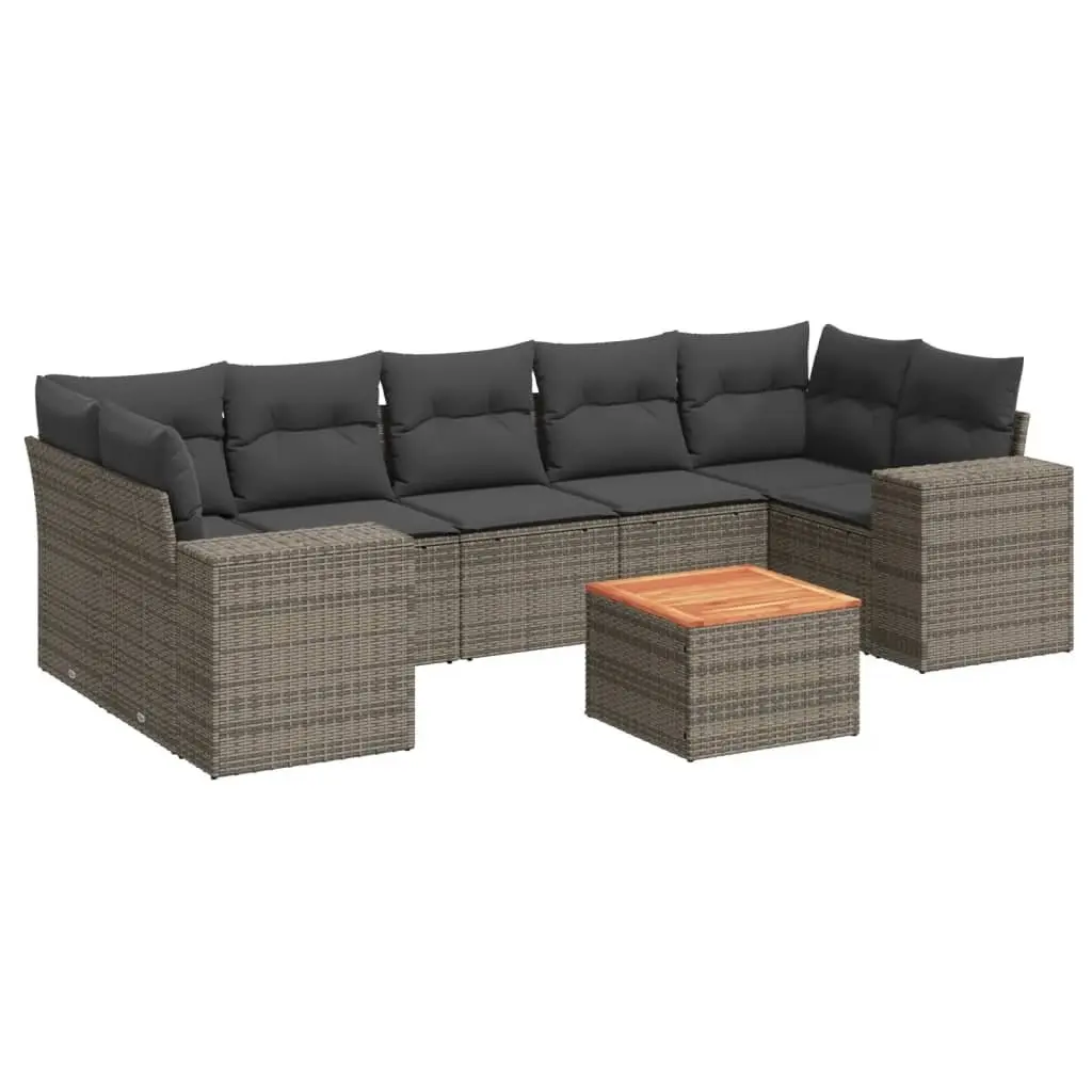 Garden Sofa Set PE Rattan 8 Piece Modular Grey Patio Furniture