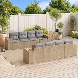 Beige 9 Piece Modular Outdoor Garden Sofa Set with Cushions