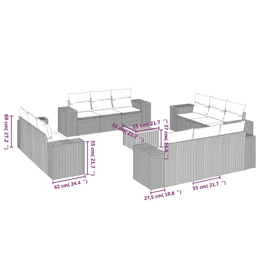 13 Piece Garden Sofa Set for Outdoor Spaces