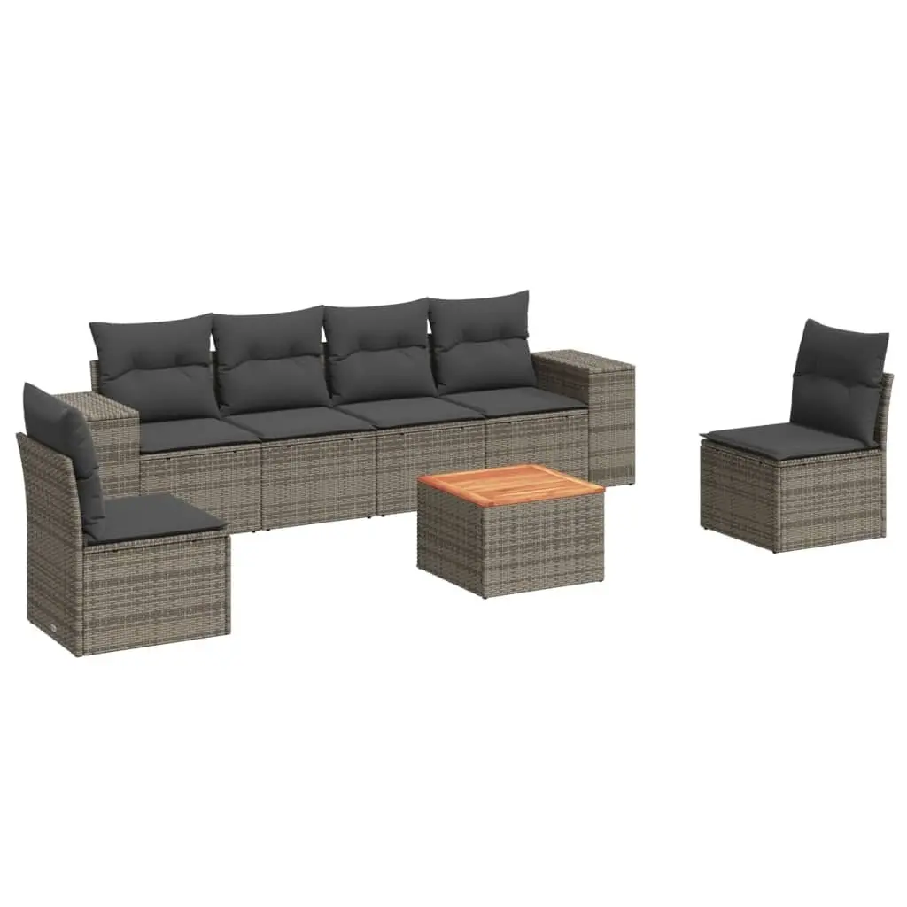 7 Piece Grey Outdoor Sofa Set with Cushions