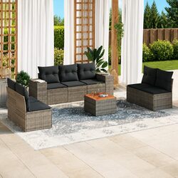 Durable 8 Piece Grey Garden Sofa Set with Cushions