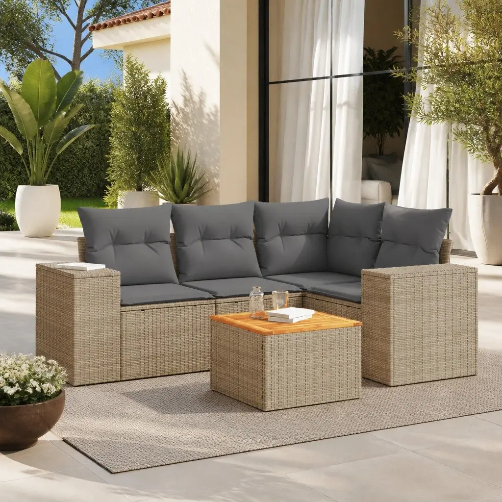 5 Piece Garden Sofa Set with Cushions
