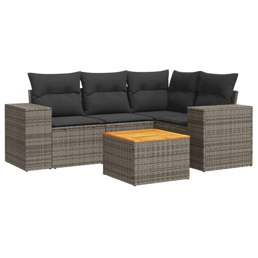 Garden Sofa Set PE Rattan 5 Piece Grey Outdoor Furniture Patio Seating
