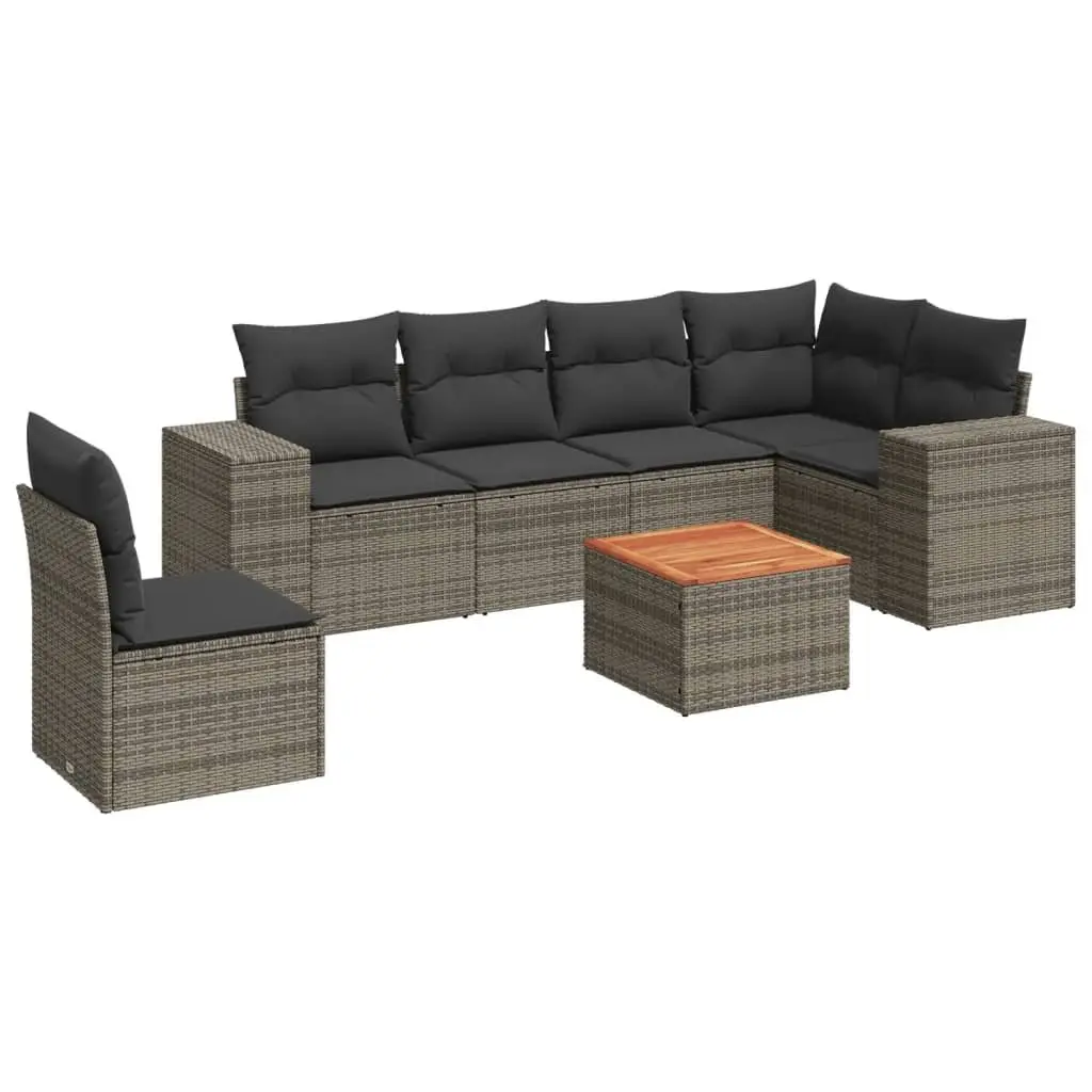 7 Piece Garden Sofa Set with Cushions Grey Outdoor Furniture Patio Seating