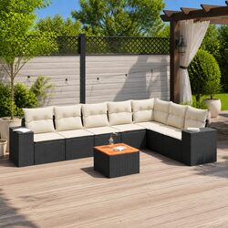 Black Modular Garden Sofa Set 8 Piece Outdoor Furniture