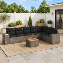 8 Piece Grey Modular Garden Sofa Set for Outdoor Comfort