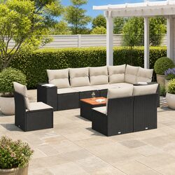 Durable 9 Piece Outdoor Garden Sofa Set in Black