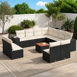 Premium Black 12-Piece Garden Sofa Set for Outdoors