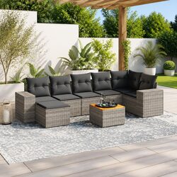 8-Piece Modular Garden Sofa Set in Grey Poly Rattan