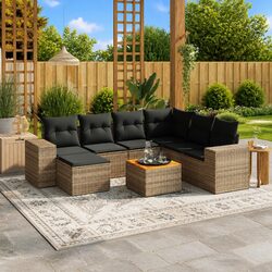 8-Piece Modular Grey Outdoor Sofa Set with Cushions