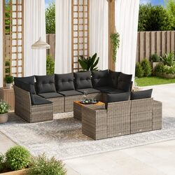 10-Piece Modular Garden Sofa Set with Cushions in Grey