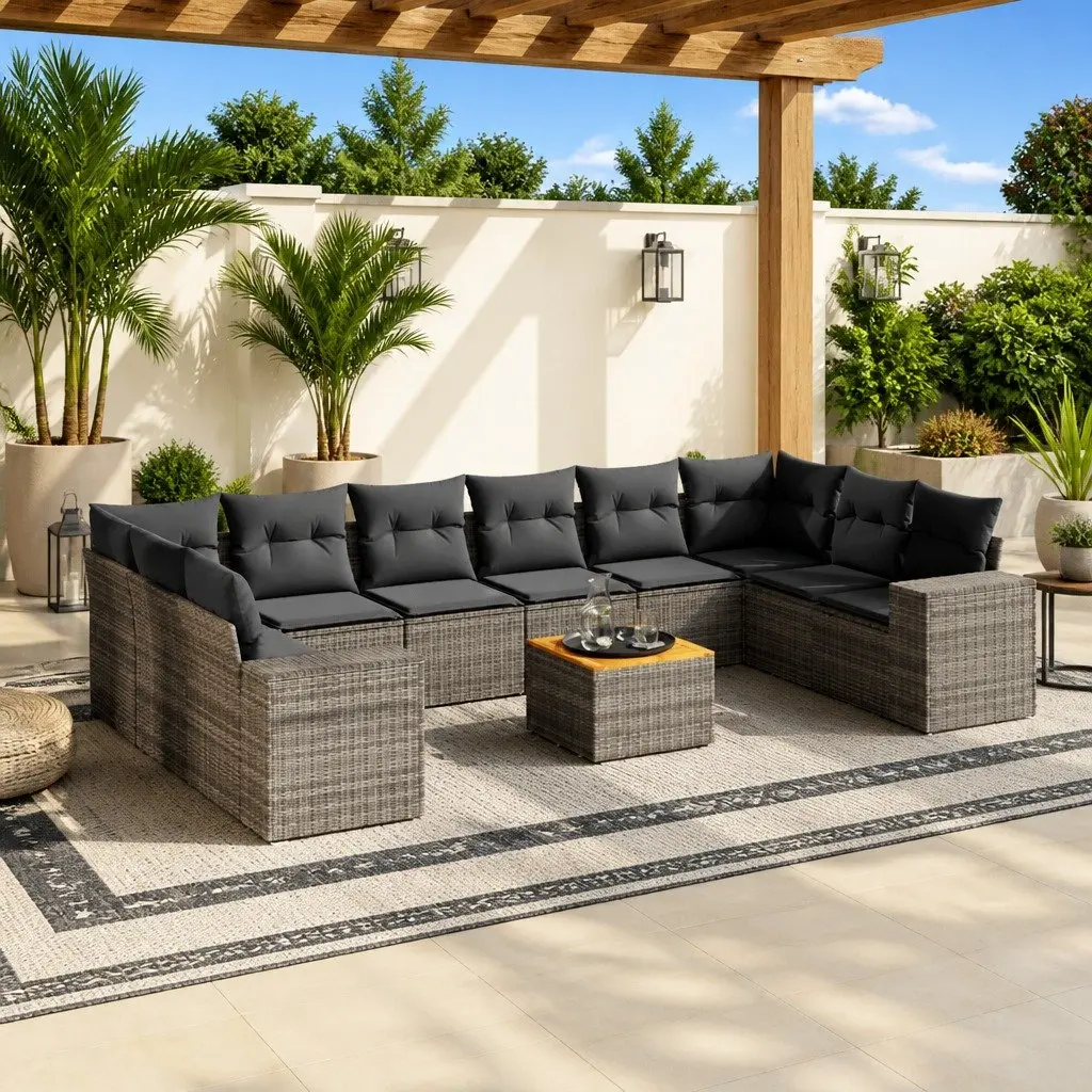 11-Piece Grey Garden Sofa Set for Outdoor Spaces
