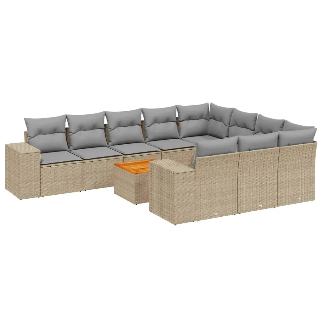 Garden Sofa Set 11 Piece Outdoor Furniture Patio Beige Cushions Modular