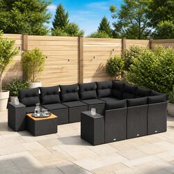 Black 11-Piece Garden Sofa Set for Outdoor Spaces